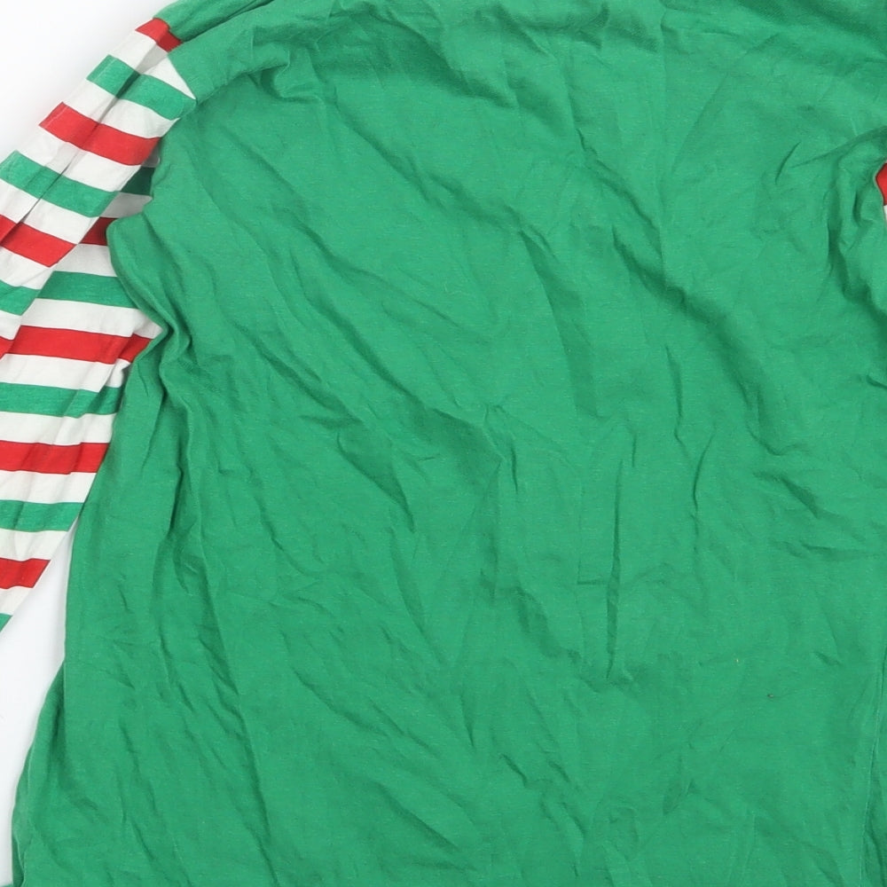 Pyjamas.com Womens Green Geometric  Top Pyjama Top Size 8  - Christmas