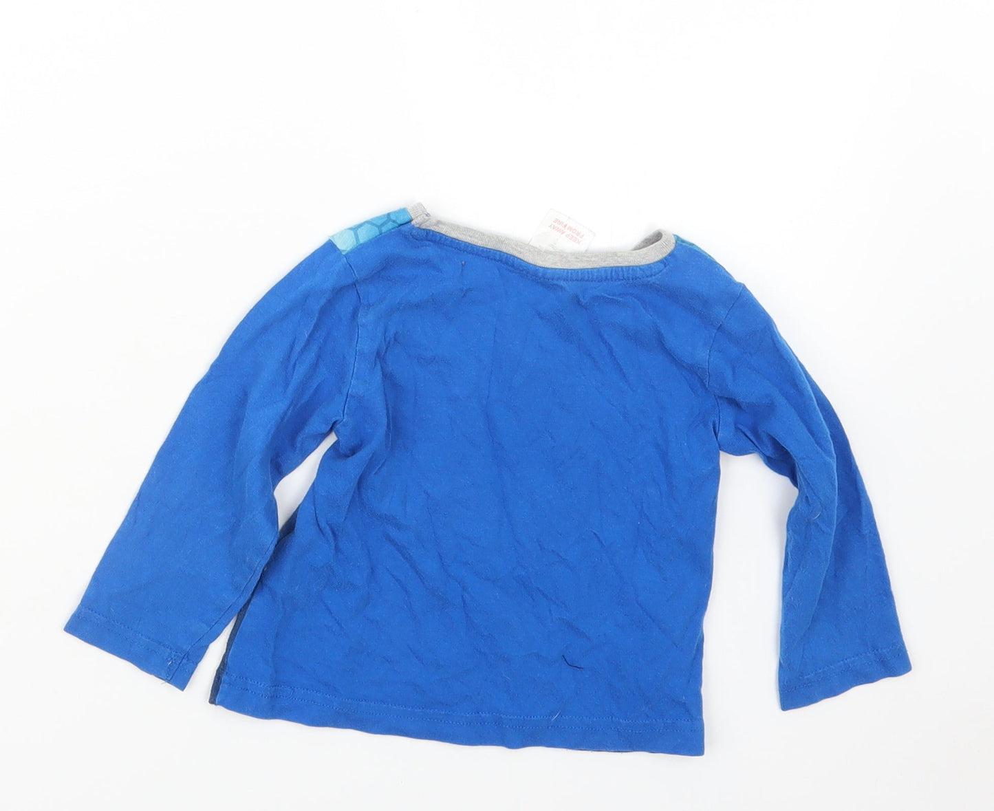 Preworn Boys Blue Geometric  Babydoll Pyjama Top Size 18-24 Months