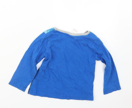 Preworn Boys Blue Geometric  Babydoll Pyjama Top Size 18-24 Months