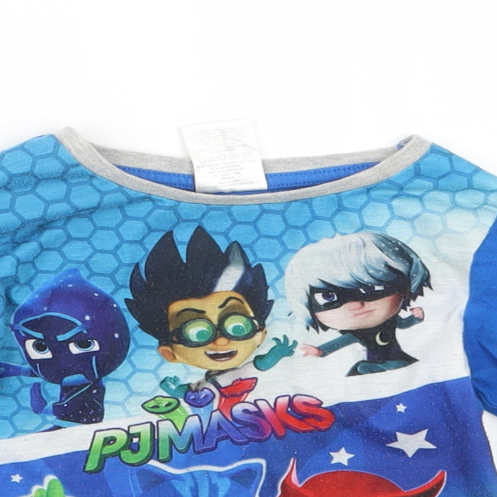 Preworn Boys Blue Geometric  Babydoll Pyjama Top Size 18-24 Months