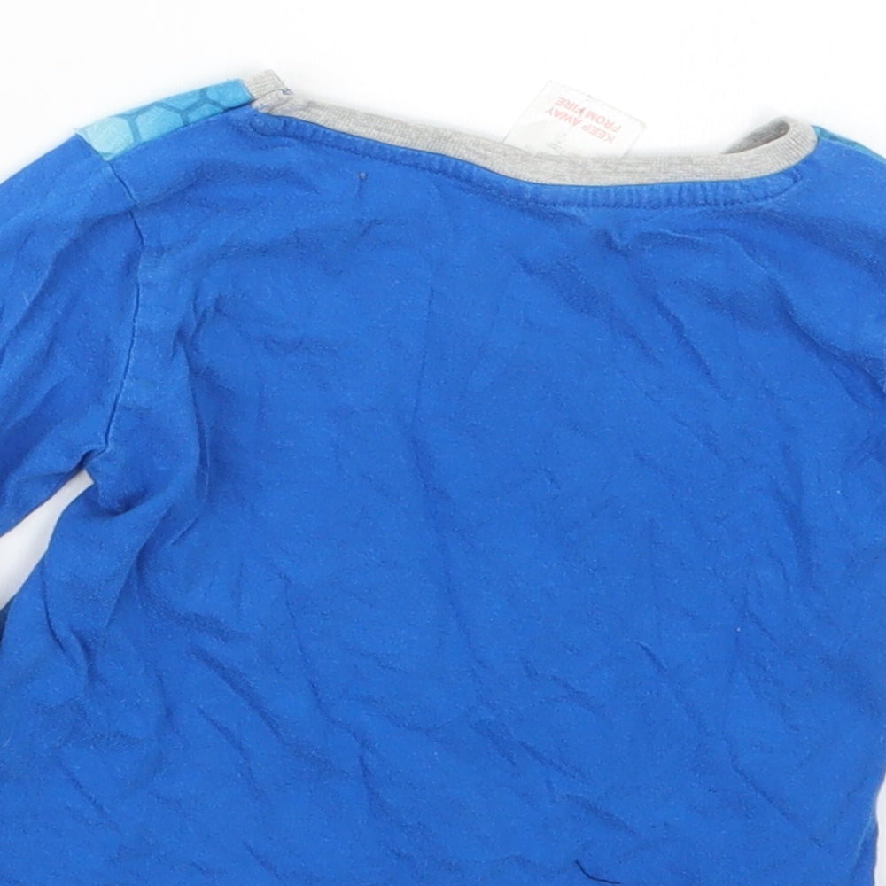 Preworn Boys Blue Geometric  Babydoll Pyjama Top Size 18-24 Months