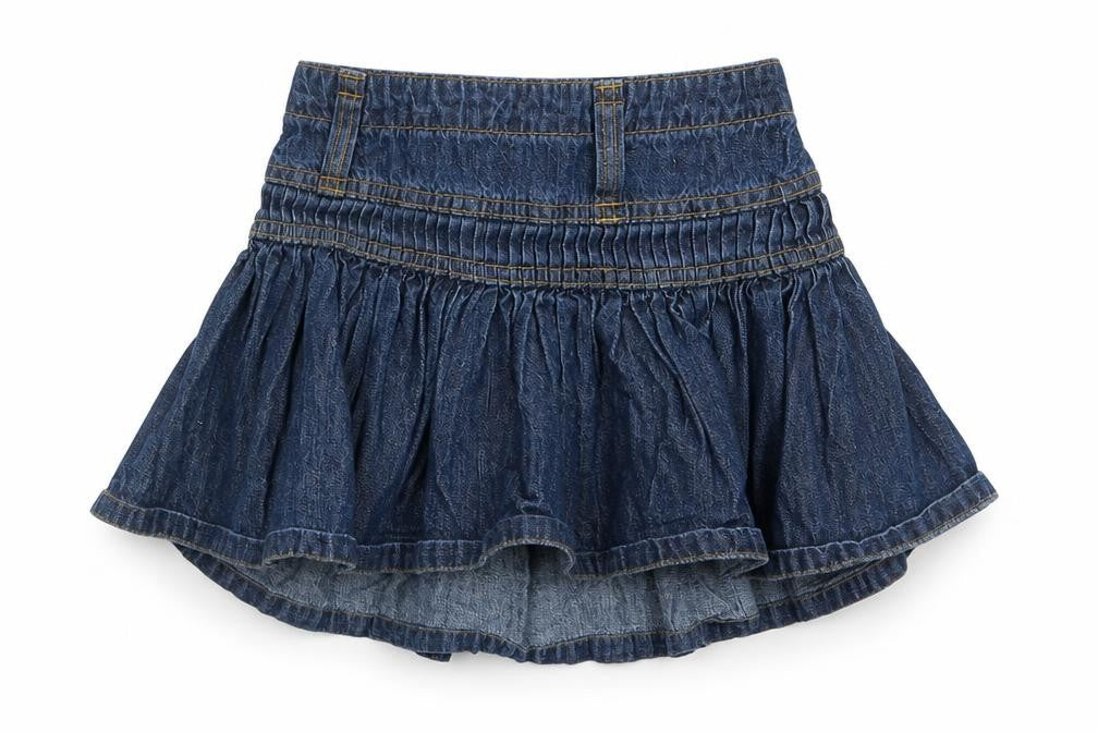 Front view of Adams Kids girls’ blue denim a-line skirt, size 3, years