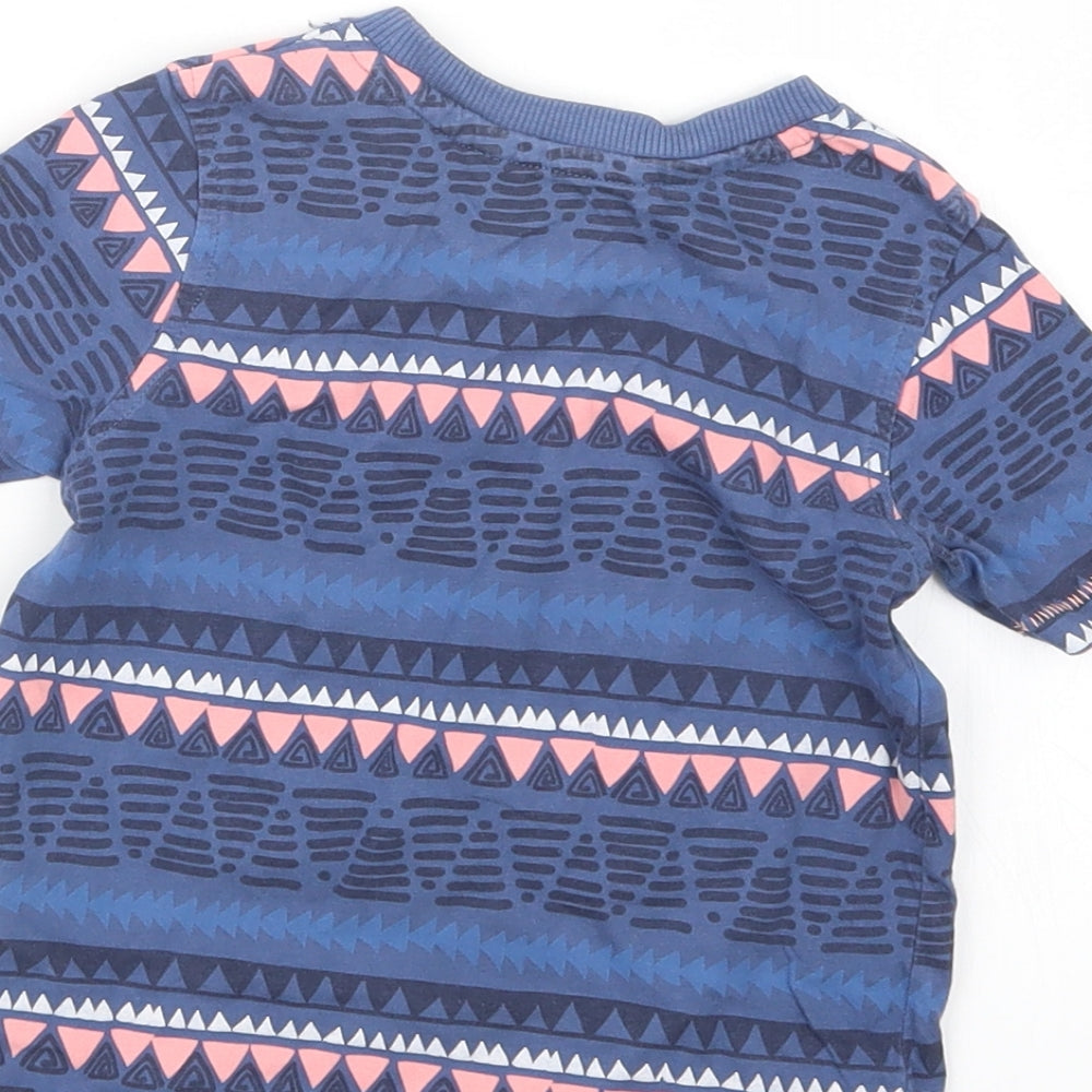 George Girls Blue Geometric  Basic T-Shirt Size 18-24 Months