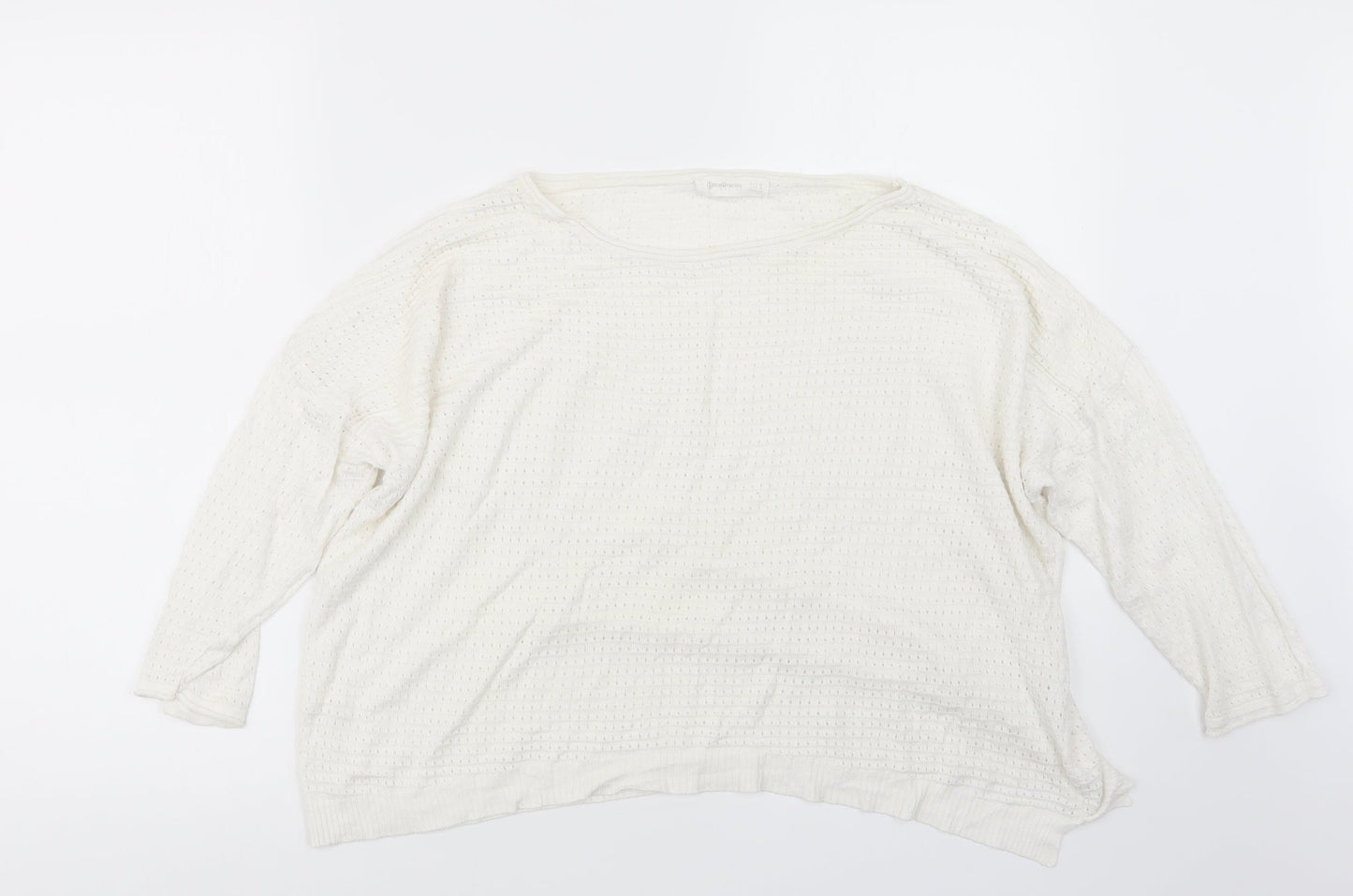 Stradivarius Womens White  Knit Pullover Jumper Size M