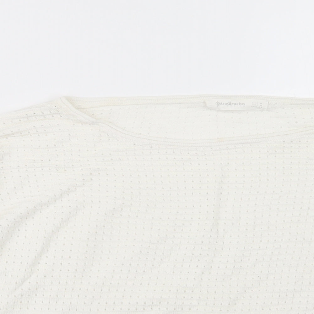 Stradivarius Womens White  Knit Pullover Jumper Size M
