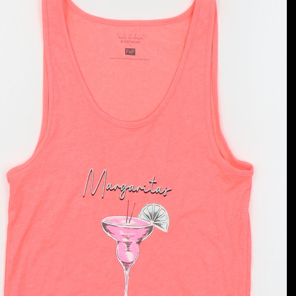 F&F Womens Pink Solid Jersey Top Pyjama Top Size 6  - Margaritas