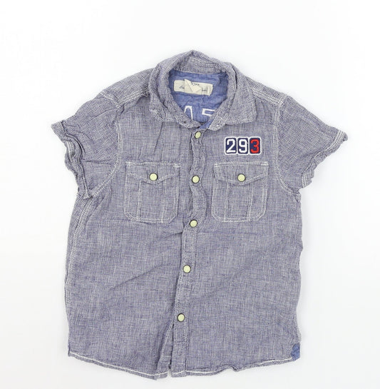 H&M Boys Blue Check  Basic Button-Up Size 7 Years  - Beach Point