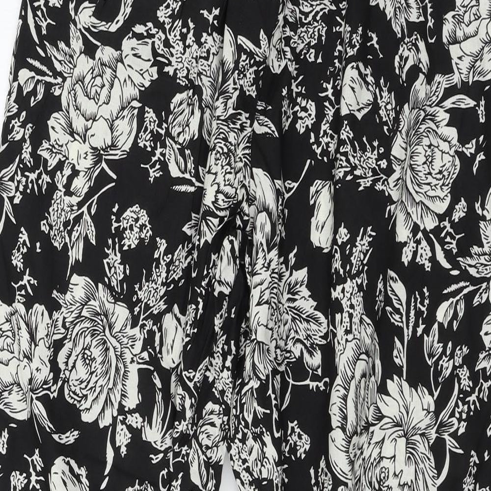 The Gud Look Womens Black Floral  Trousers  Size 4 L29 in