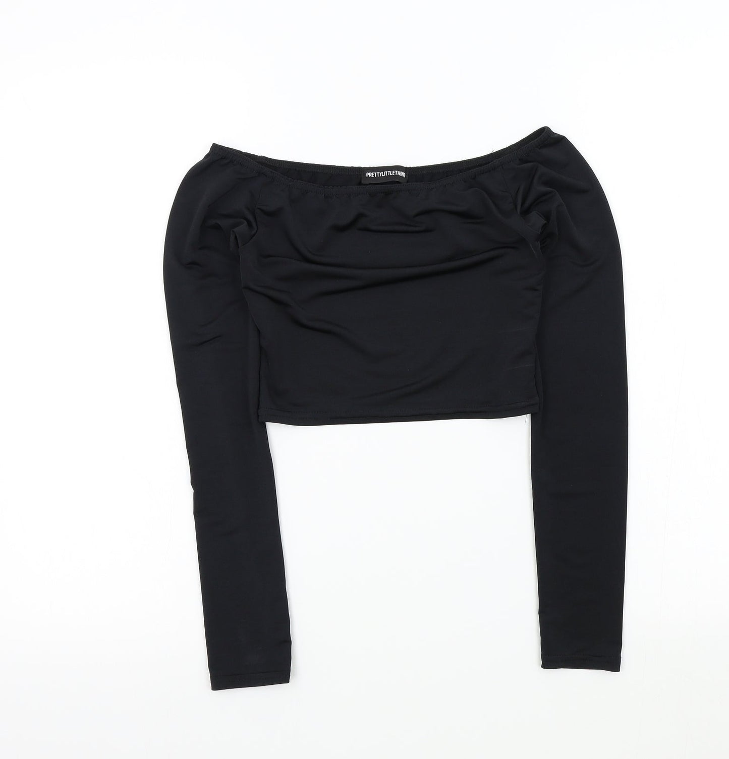 PRETTYLITTLETHING Womens Black Colourblock  Basic T-Shirt Size 8