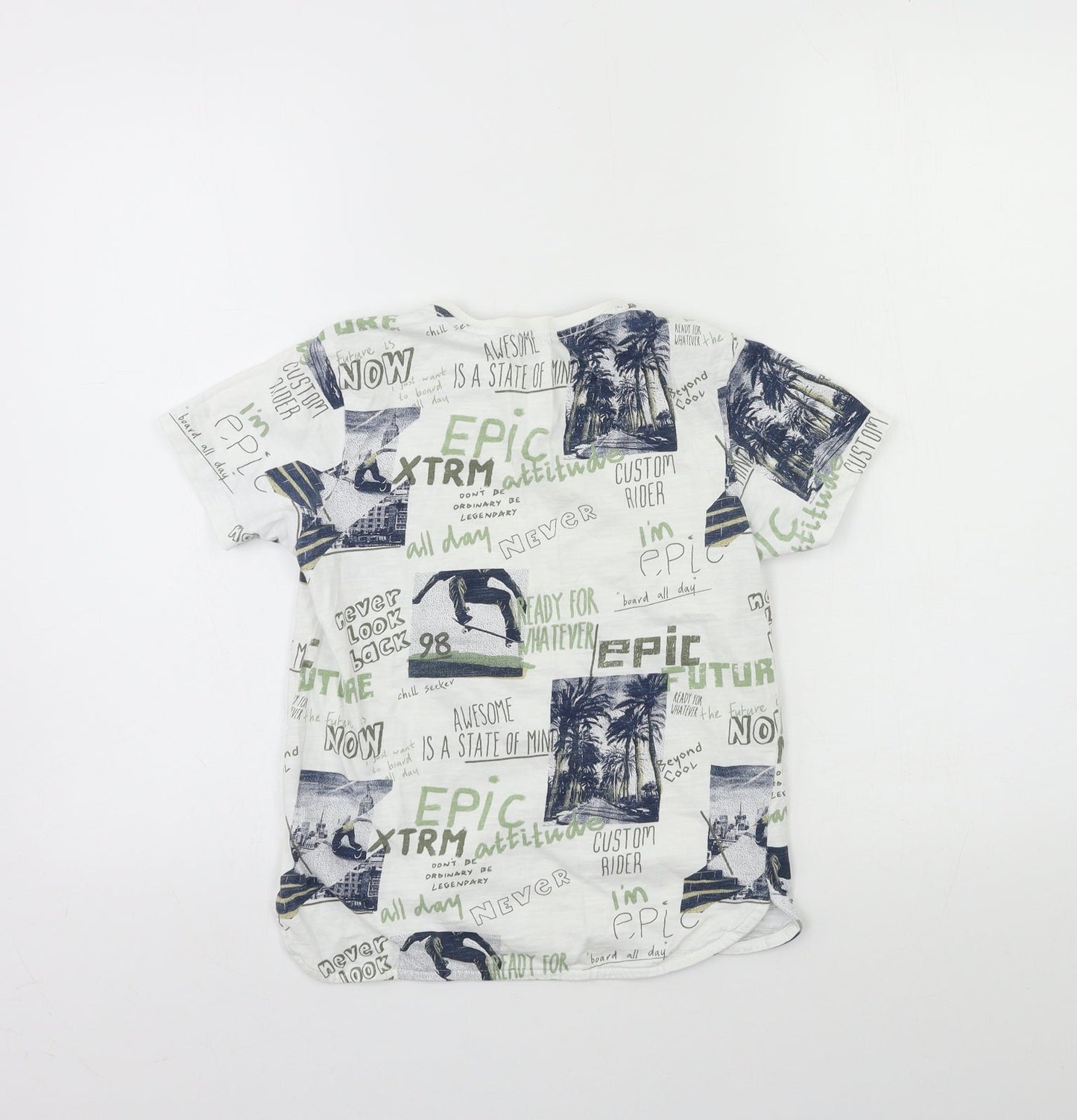 George Boys White Geometric  Basic T-Shirt Size 8-9 Years