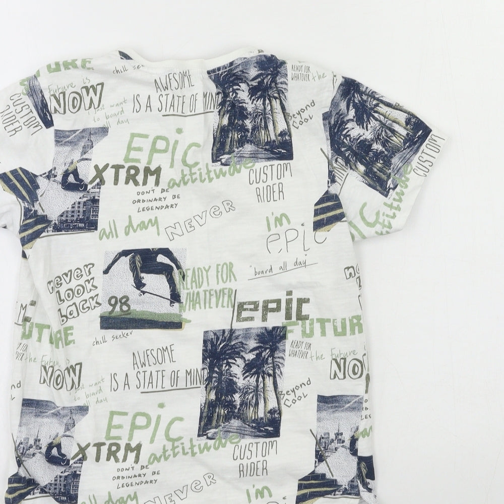 George Boys White Geometric  Basic T-Shirt Size 8-9 Years