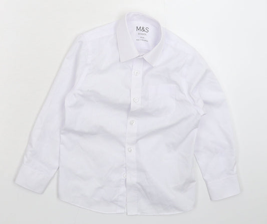 Marks and Spencer Boys White   Basic Button-Up Size 5-6 Years  - School