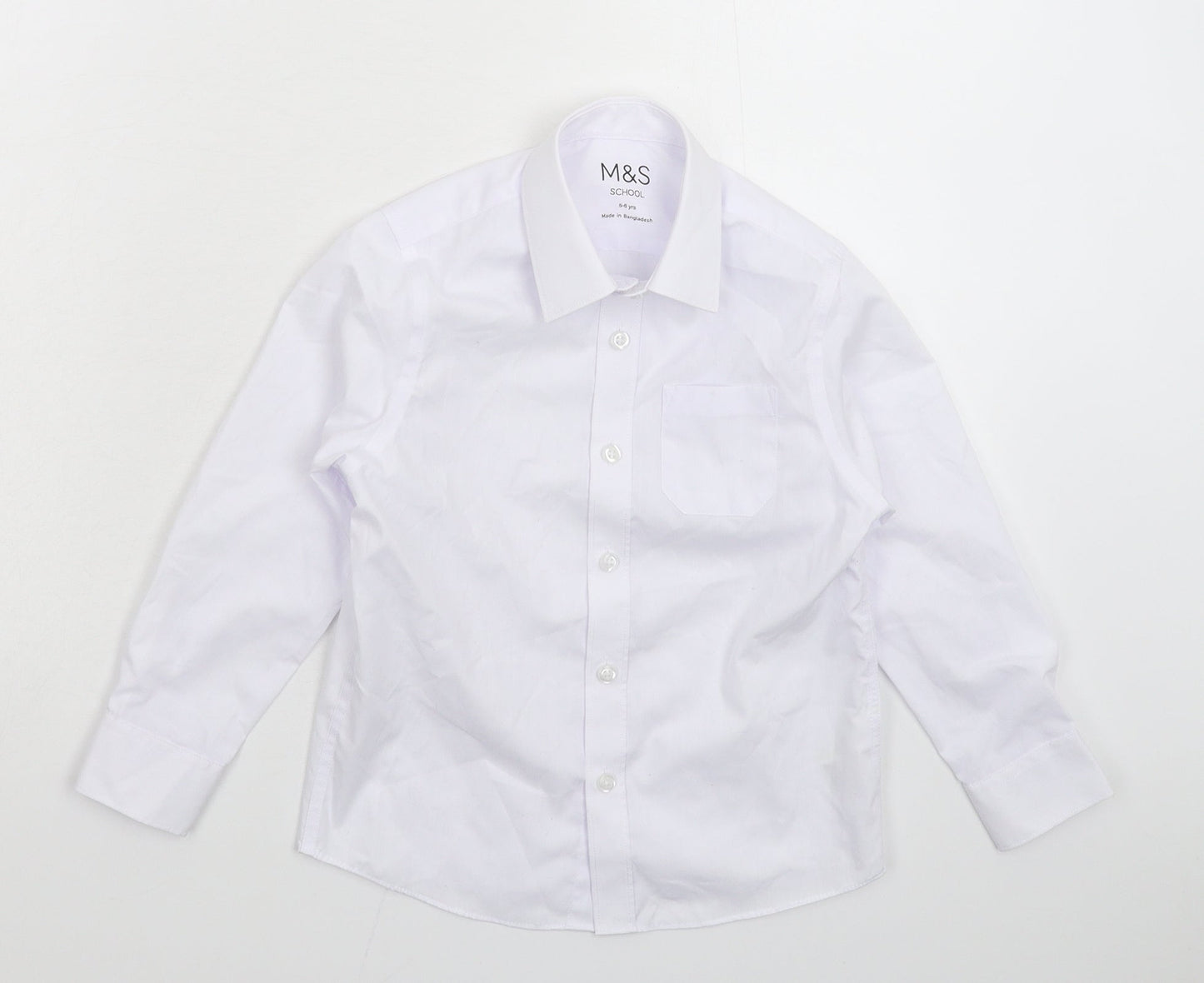 Marks and Spencer Boys White   Basic Button-Up Size 5-6 Years  - School