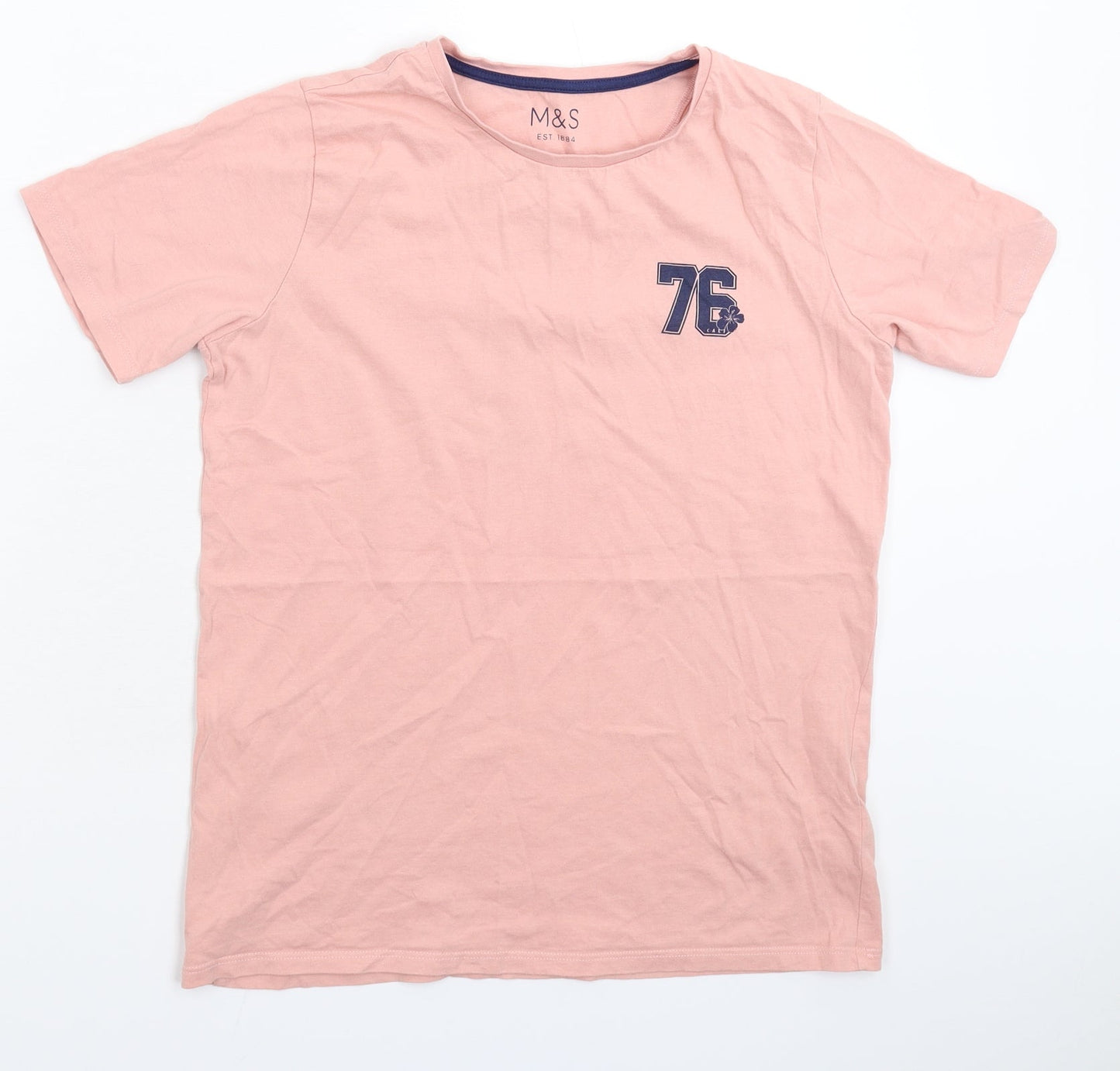 Marks and Spencer Boys Pink   Basic T-Shirt Size 13-14 Years