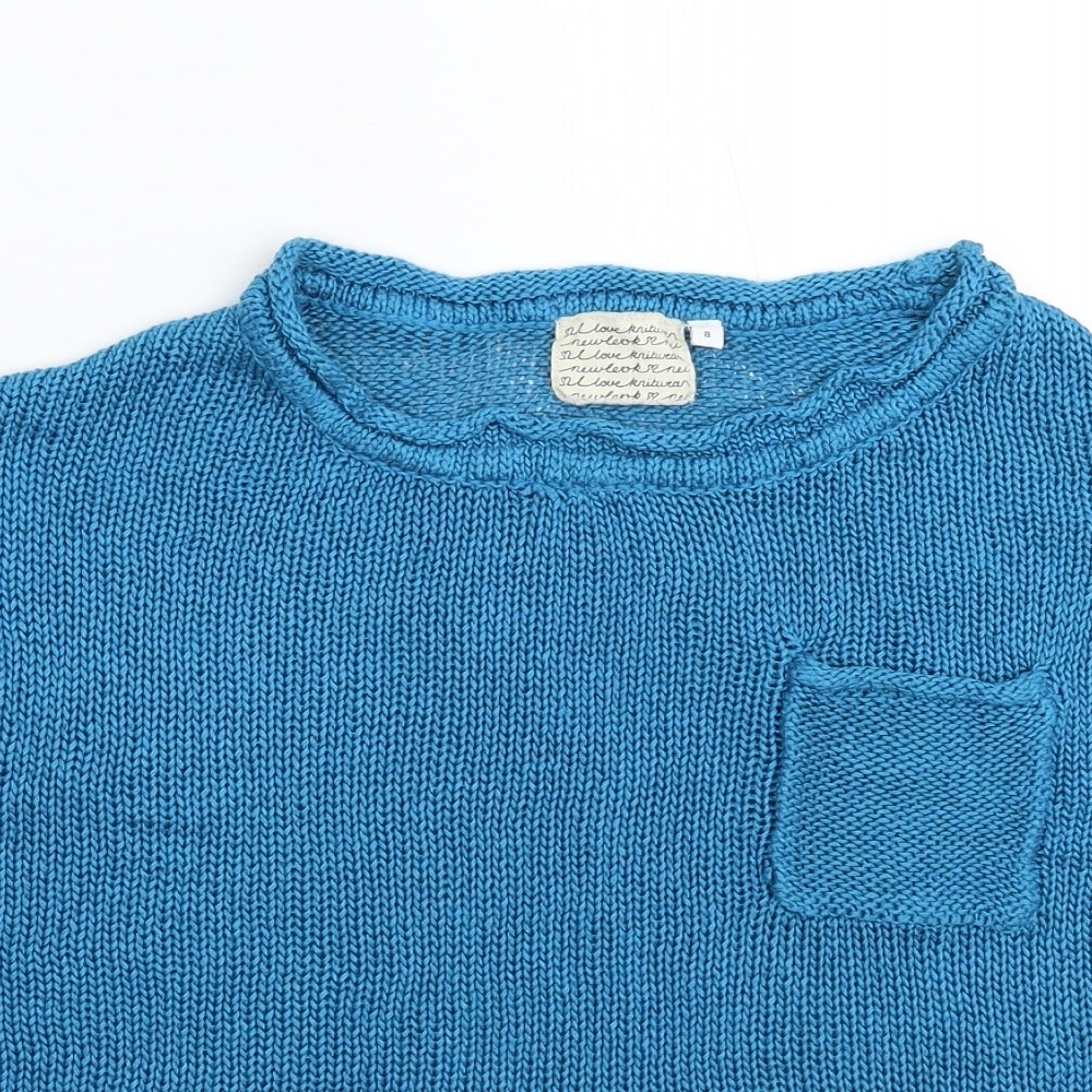 New Look Womens Blue  Knit Pullover Jumper Size 8