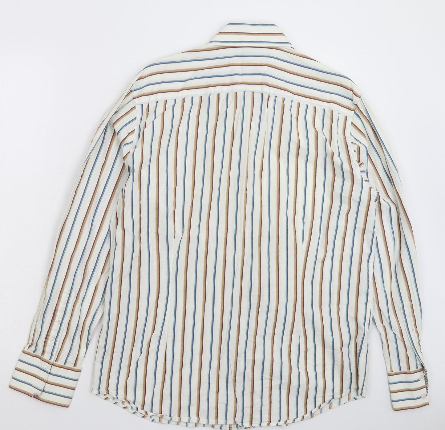 Burton Mens White Striped   Button-Up Size L