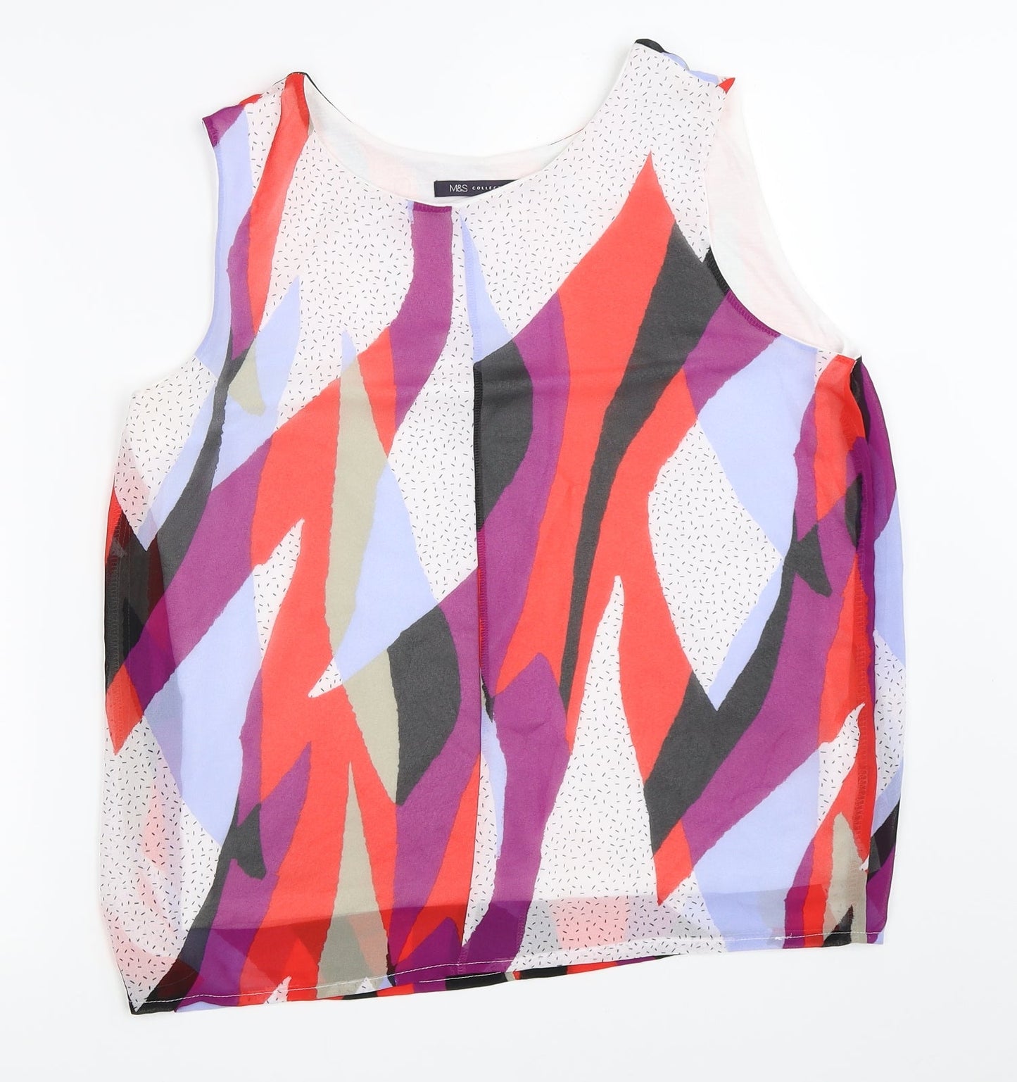 Marks and Spencer Womens White Geometric  Basic Blouse Size 12