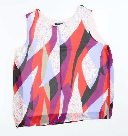 Marks and Spencer Womens White Geometric  Basic Blouse Size 12