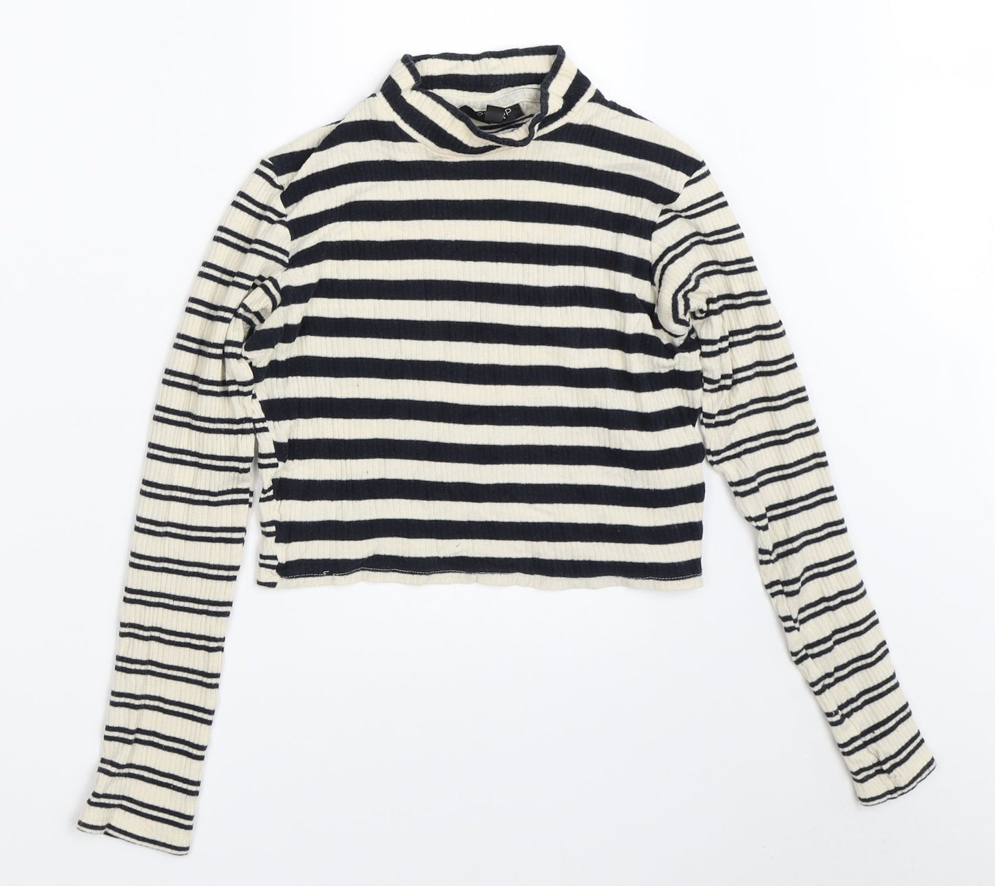 Topshop Womens Beige Striped  Basic T-Shirt Size 8
