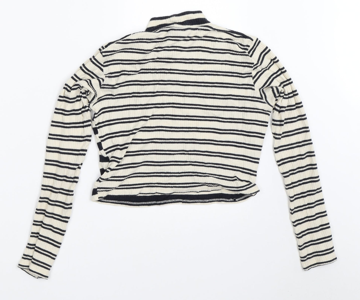 Topshop Womens Beige Striped  Basic T-Shirt Size 8