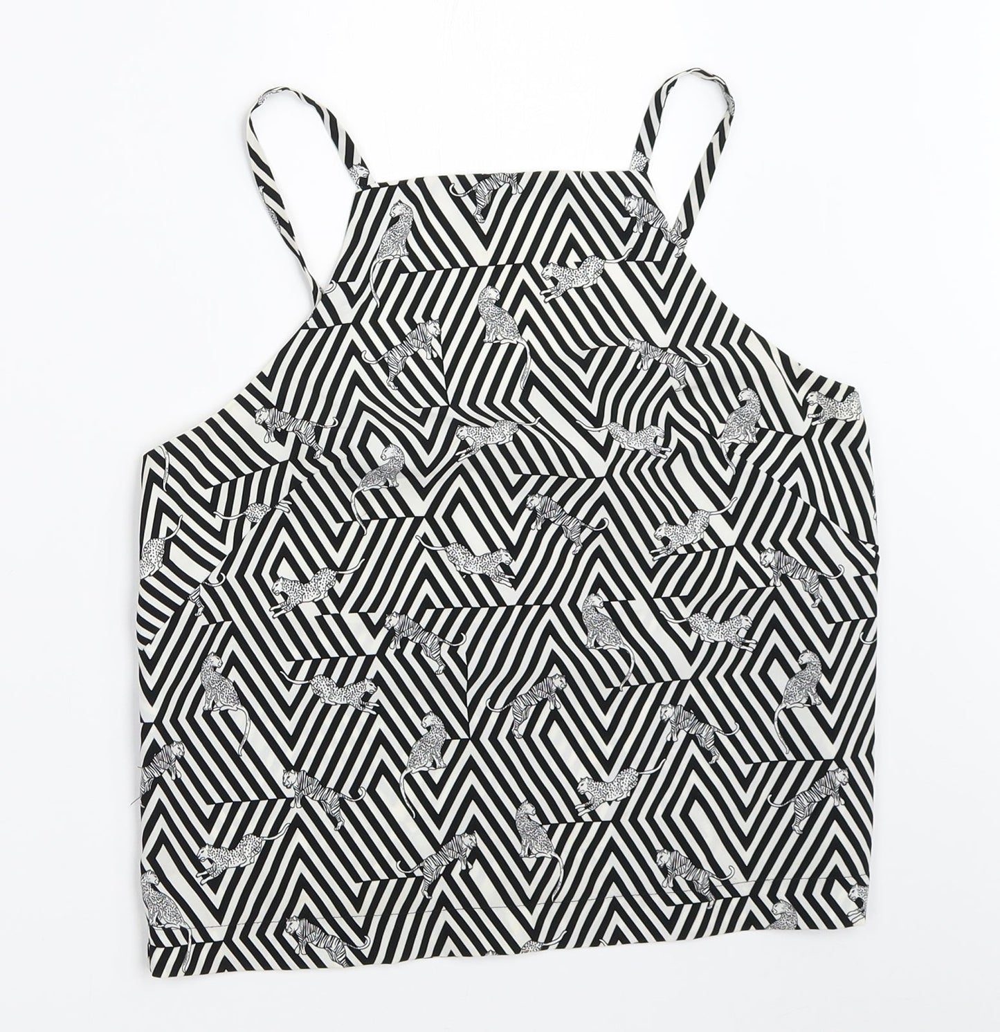 Topshop Womens White Geometric  Basic Blouse Size 8