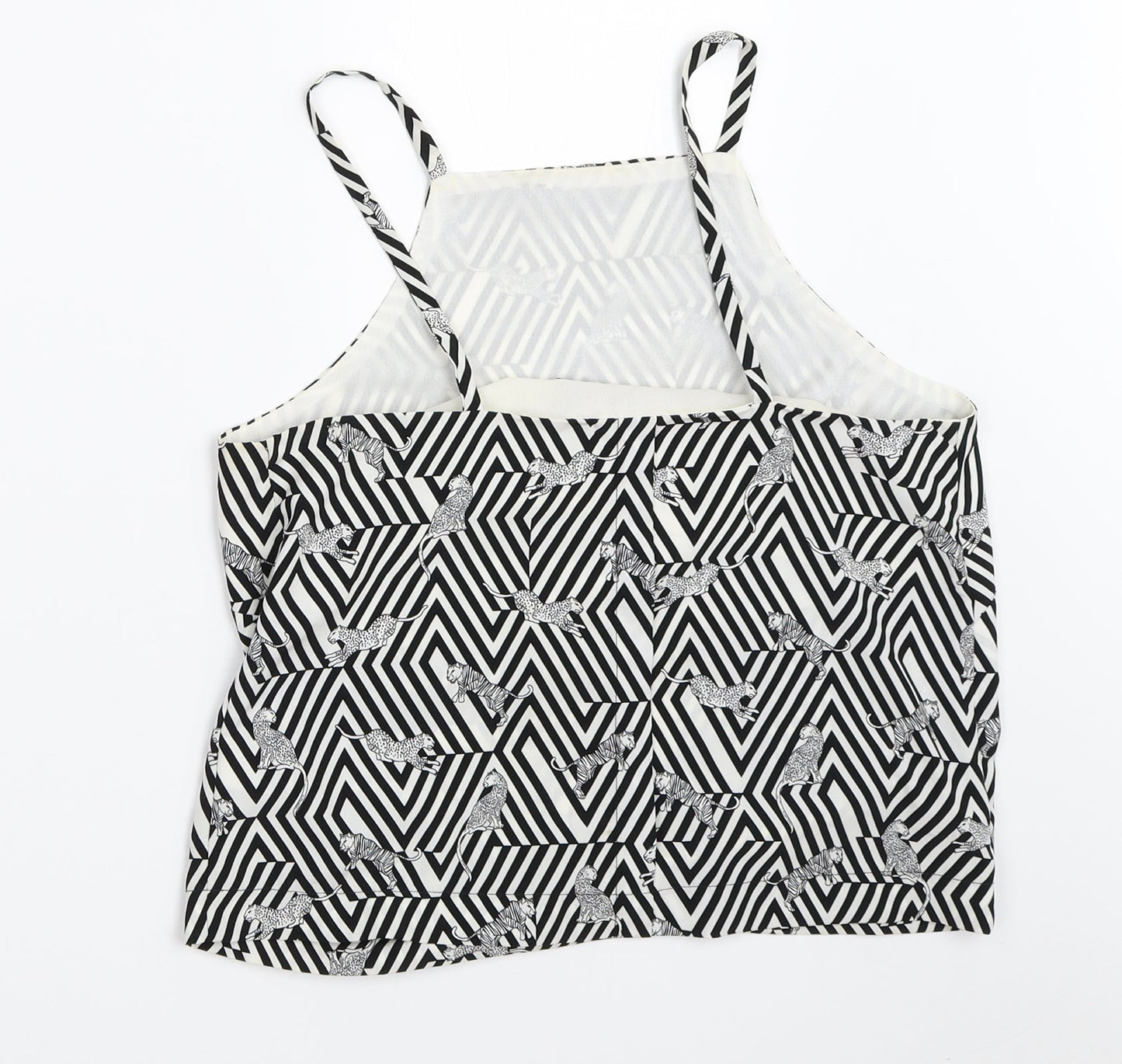 Topshop Womens White Geometric  Basic Blouse Size 8