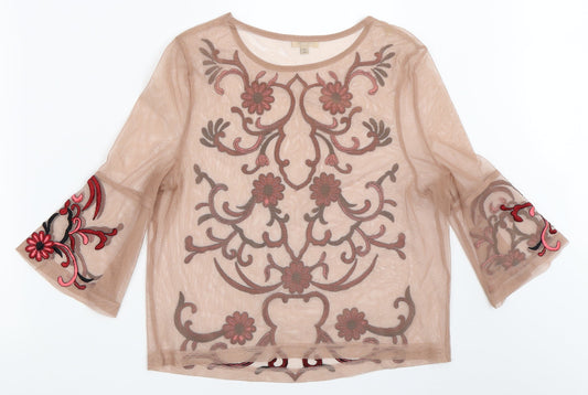 River Island Womens Beige  Mesh Basic Blouse Size 10