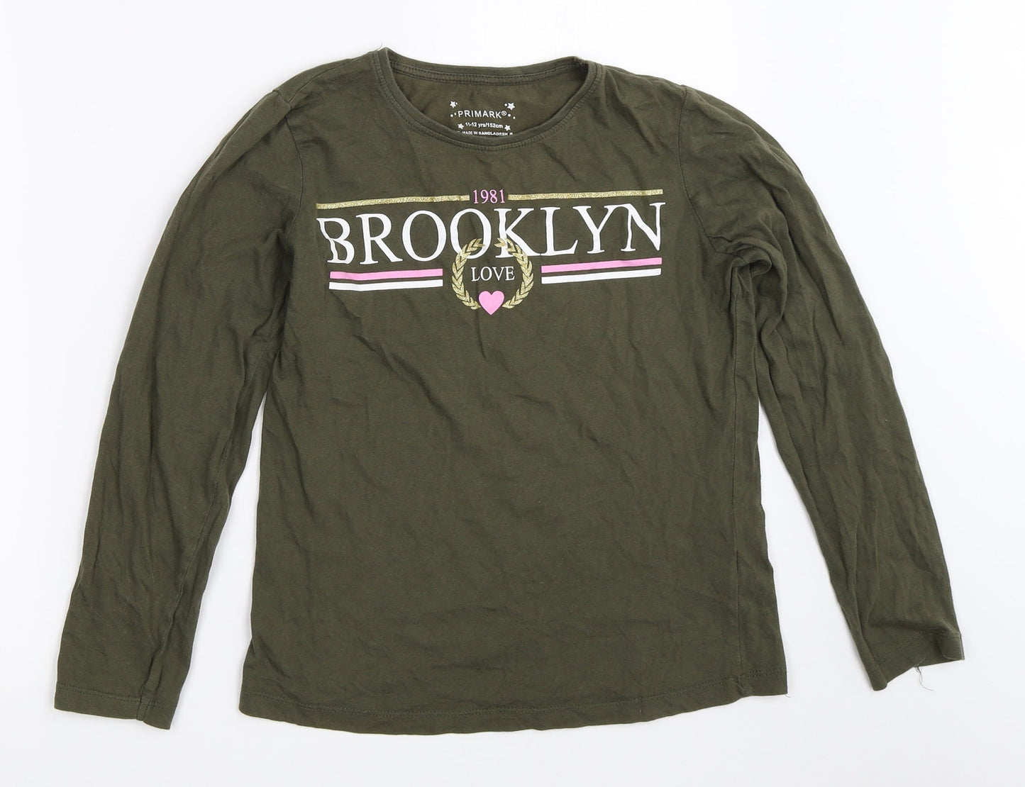 Primark Girls Green   Basic T-Shirt Size 11-12 Years