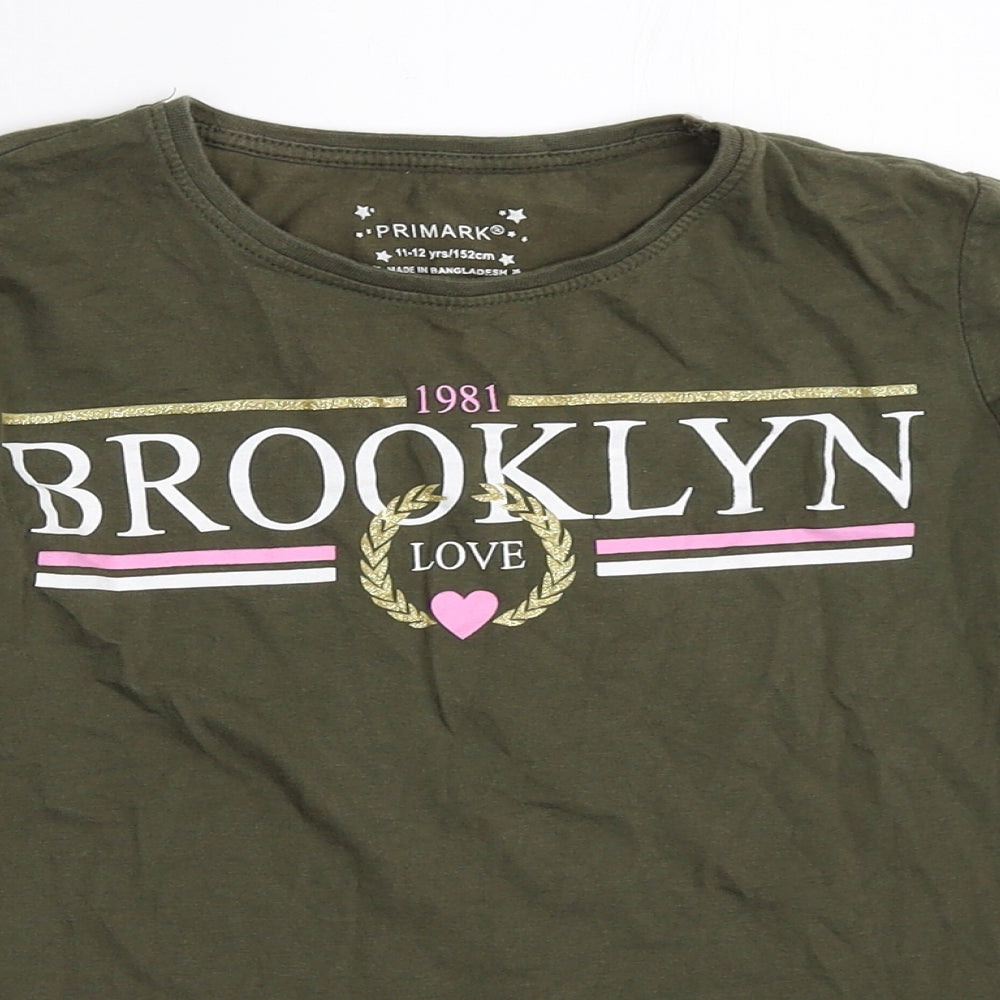 Primark Girls Green   Basic T-Shirt Size 11-12 Years