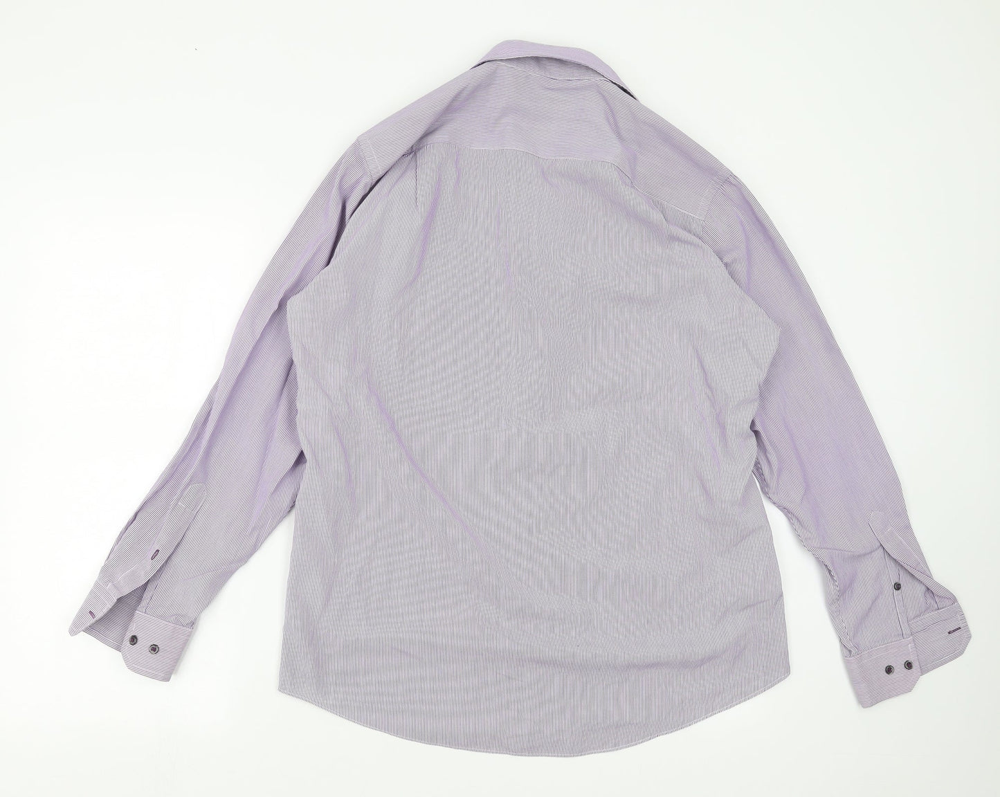 Taylor & Wright Mens Purple Striped   Dress Shirt Size 15.5  - Easy Iron