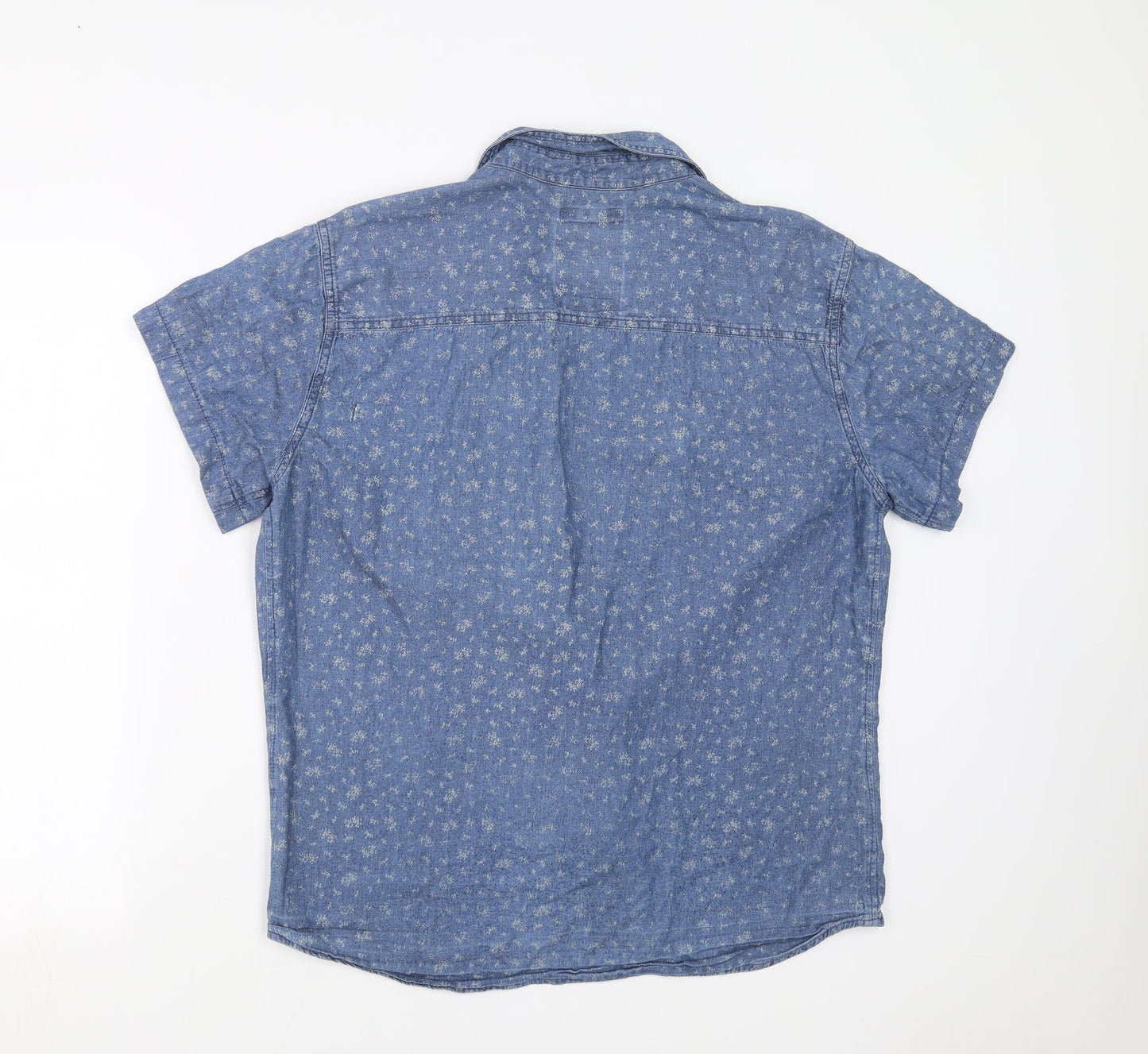 H.J.H. Mens Blue Floral   Button-Up Size L