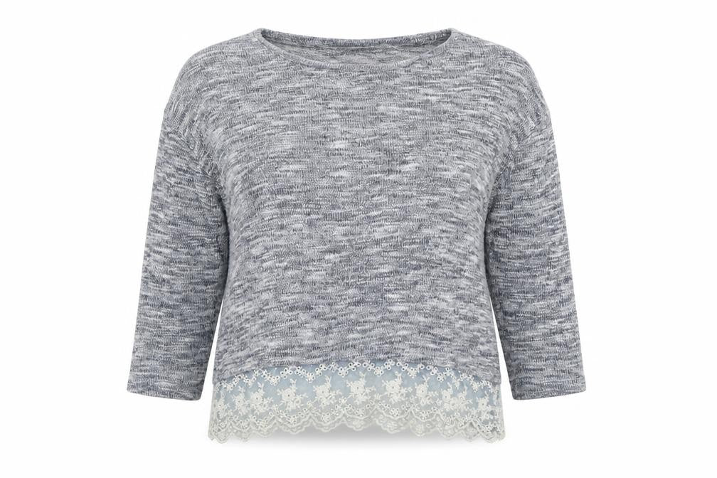 Divided by H&M Womens Blue  Knit Pullover Jumper Size S  - lace hem