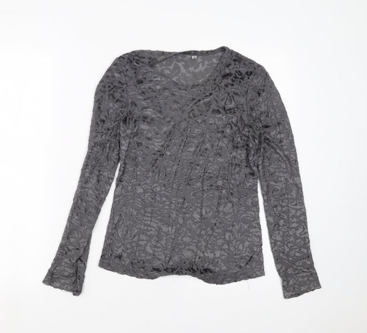 Preworn Womens Grey Geometric  Basic Blouse Size M