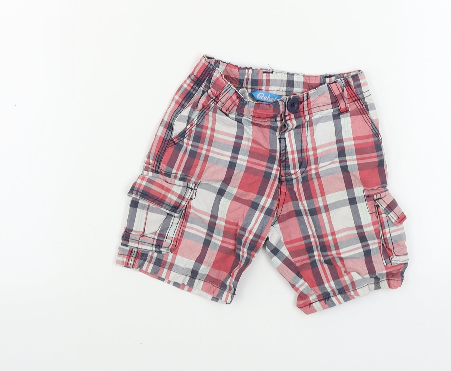 Primark  Boys Red Check  Cargo Shorts Size 2 Years