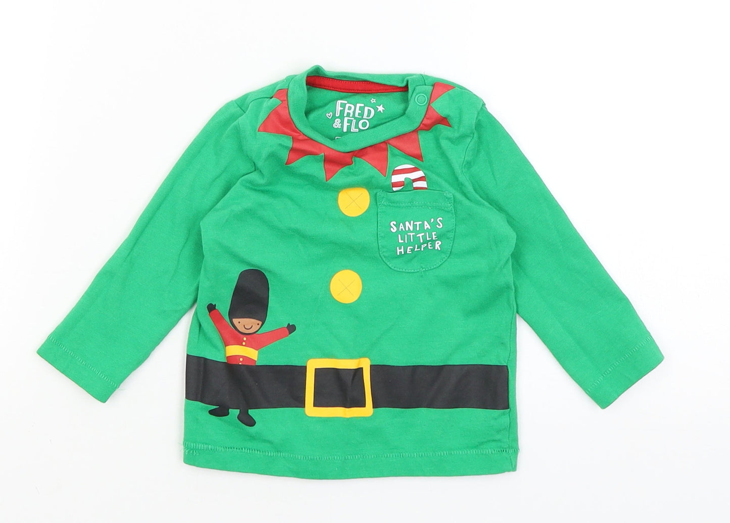 F&F Baby Green   Basic T-Shirt Size 6-9 Months  - Santa's Little Helper
