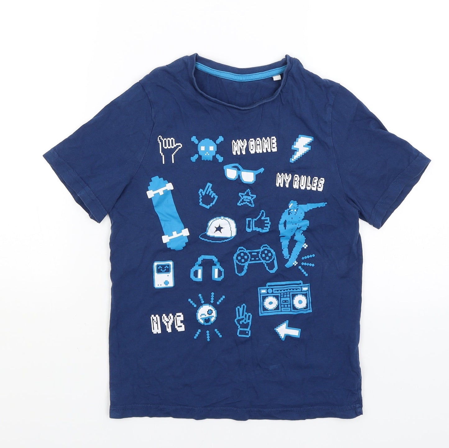 C&A Boys Blue   Basic T-Shirt Size 9-10 Years  - Gamer