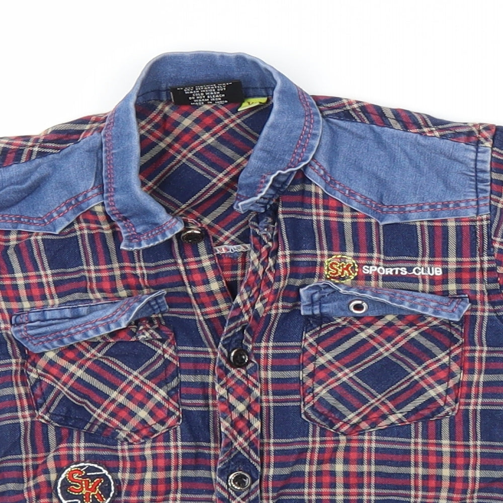 Star Kids Boys Black Plaid  Basic Button-Up Size 9-12 Months
