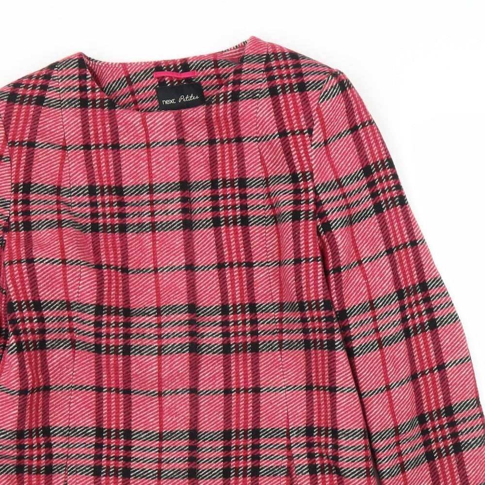 NEXT Womens Pink Plaid  Overcoat Coat Size 10