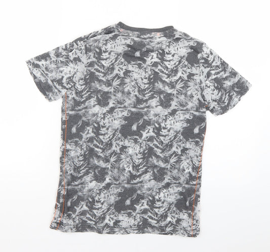 F&F Boys Grey Geometric  Basic T-Shirt Size 9-10 Years