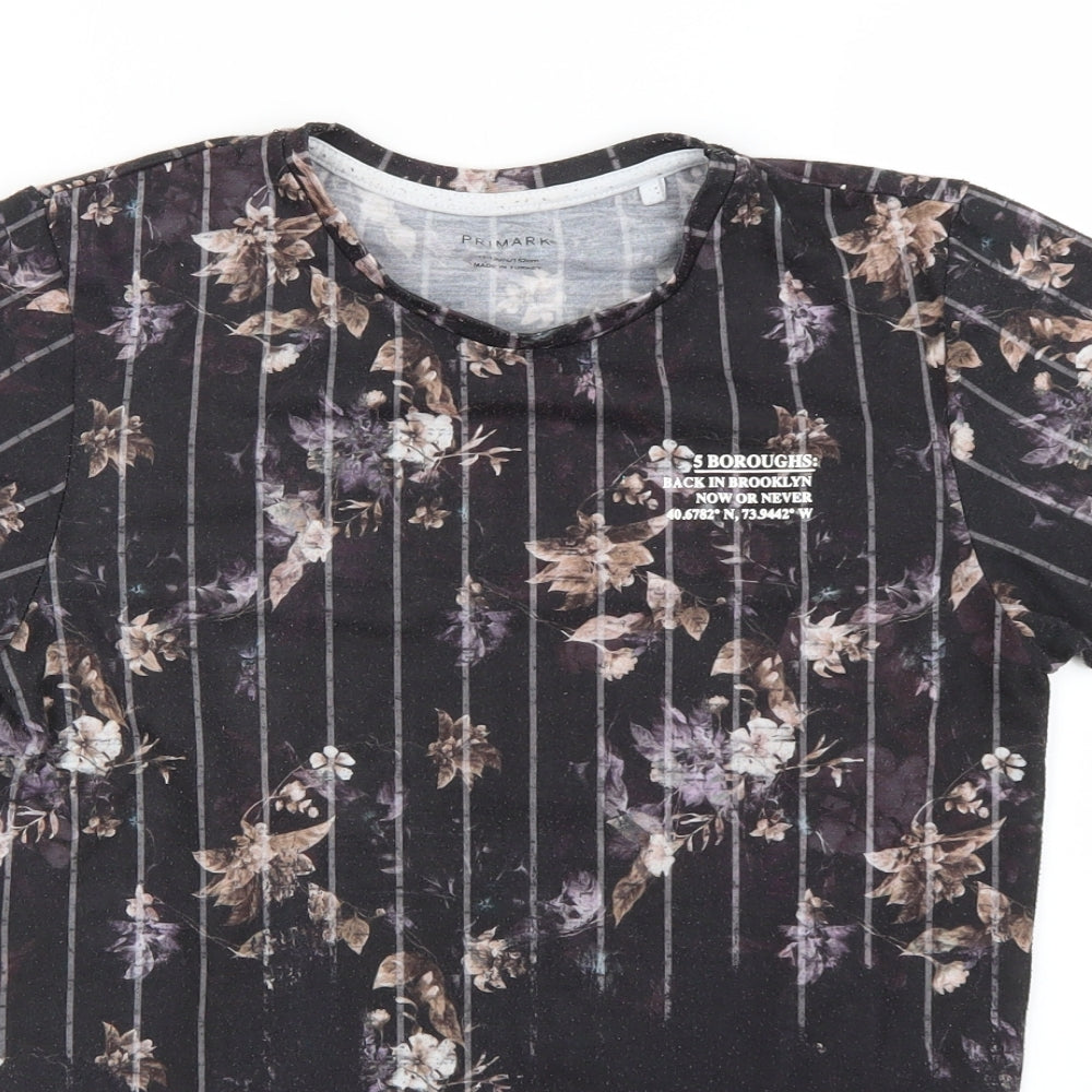 Primark Girls Brown Floral  Basic T-Shirt Size 11-12 Years