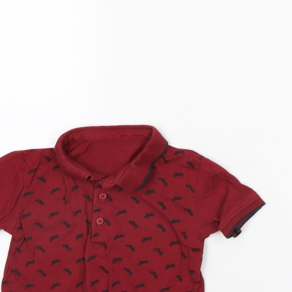 Preworn Boys Red   Basic Polo Size 2 Years  - Motorbike