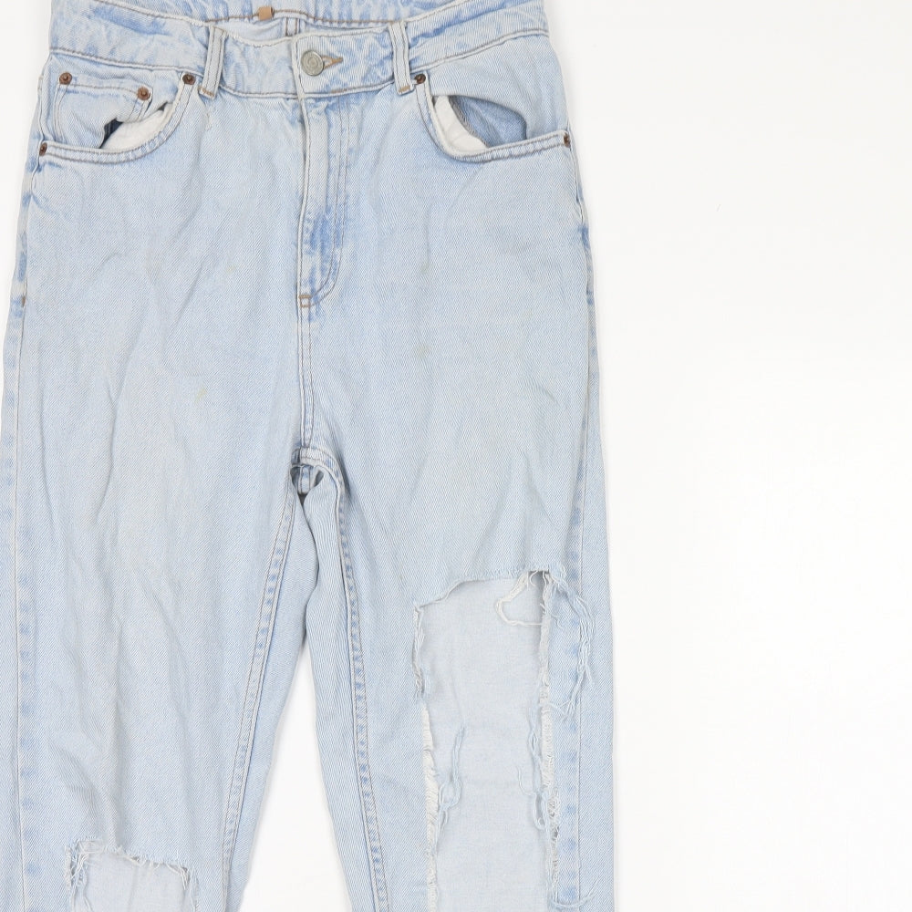 Topshop Womens Blue  Denim Straight Jeans Size 28 L30 in