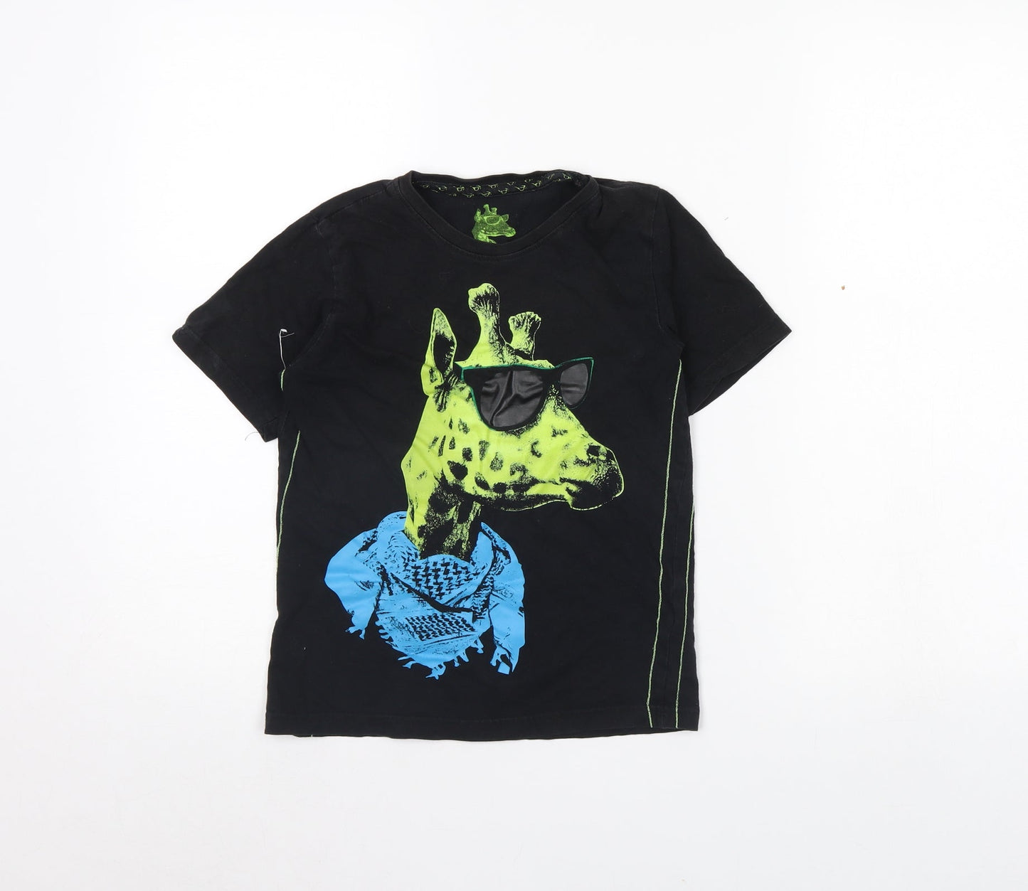 Preworn Boys Black   Basic T-Shirt Size 7 Years  - Giraffe
