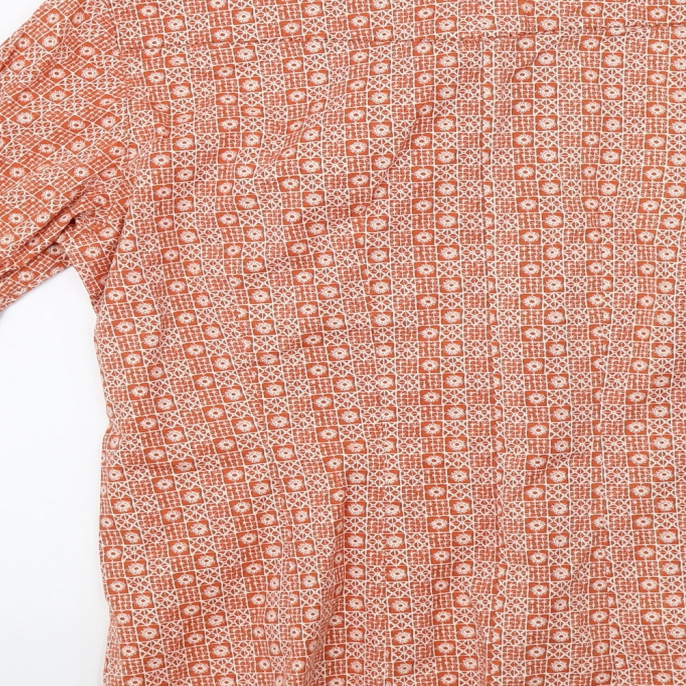 nts Mens Orange Geometric   Polo Size 14