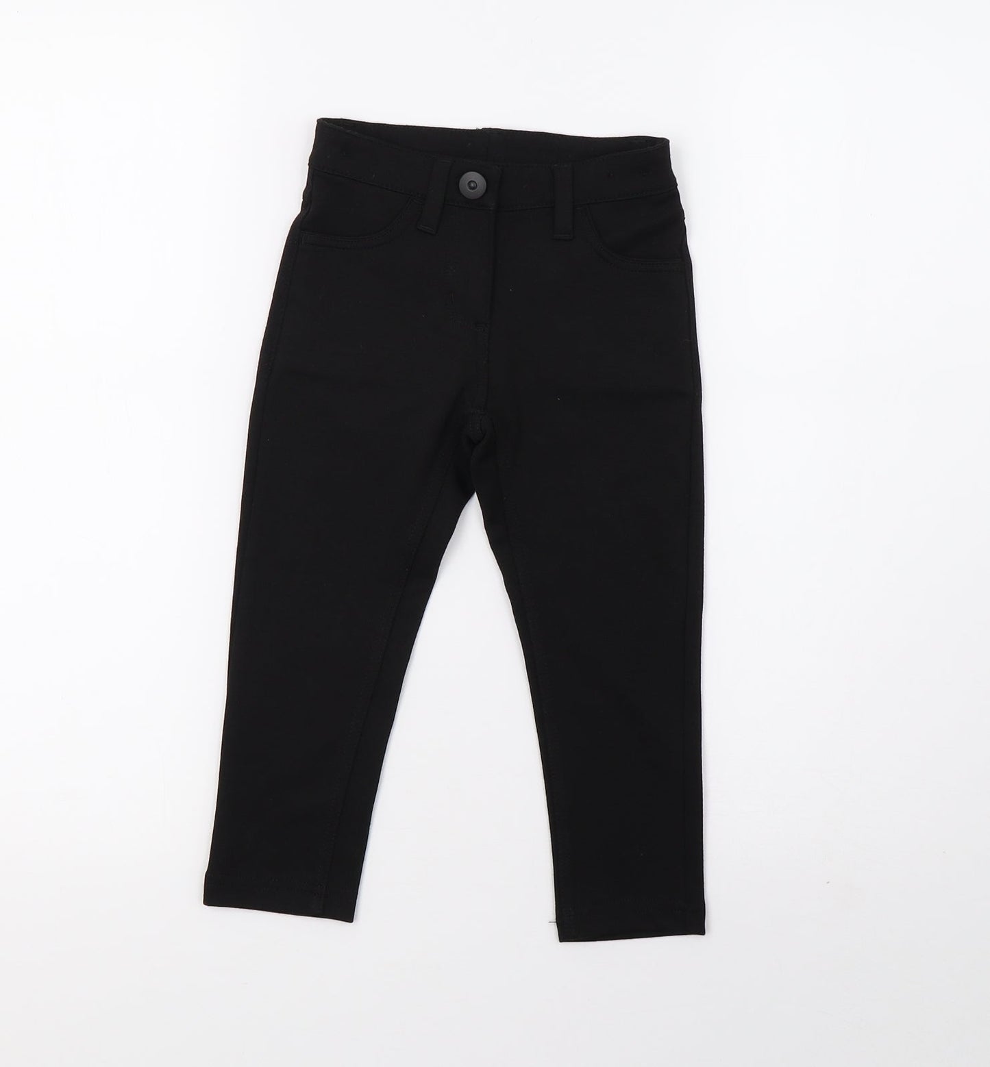 Preworn Girls Black   Pedal Pusher Trousers Size 4-5 Years