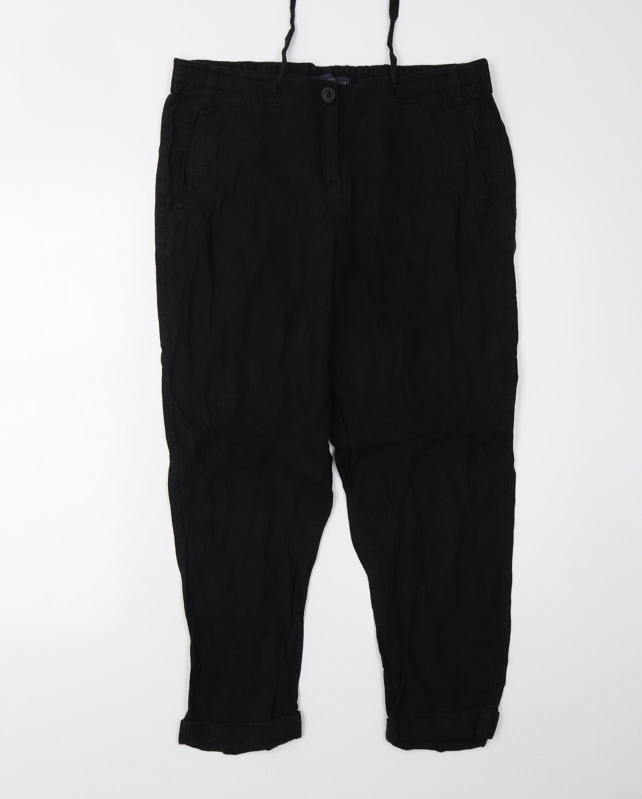M&S Womens Black   Trousers  Size 14 L24 in - Short