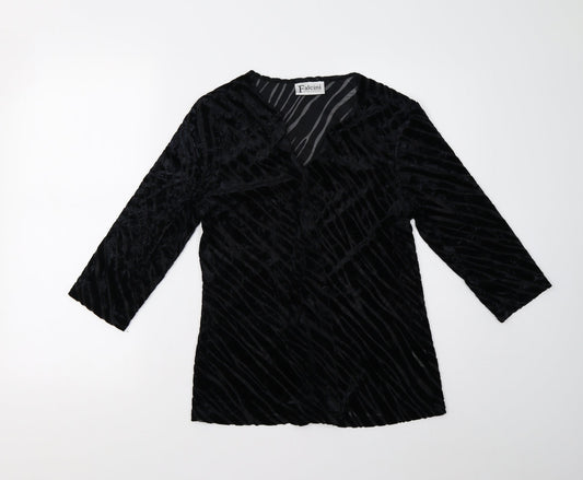Falcini Womens Black Animal Print  Basic Blouse Size 10
