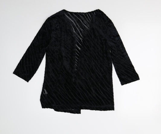 Falcini Womens Black Animal Print  Basic Blouse Size 10