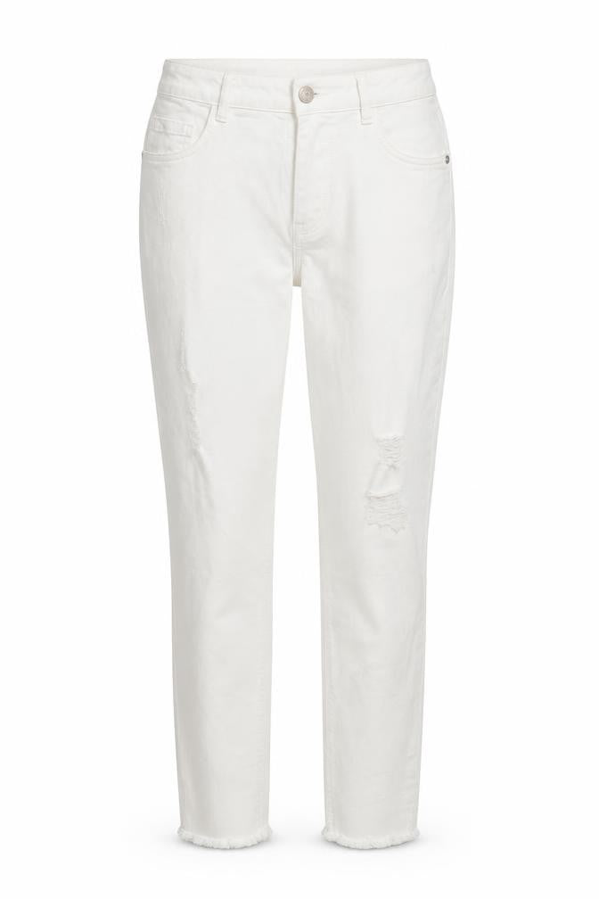 Front view of /Denim women’s white denim straight jeans, size UK 12, 26-inch leg