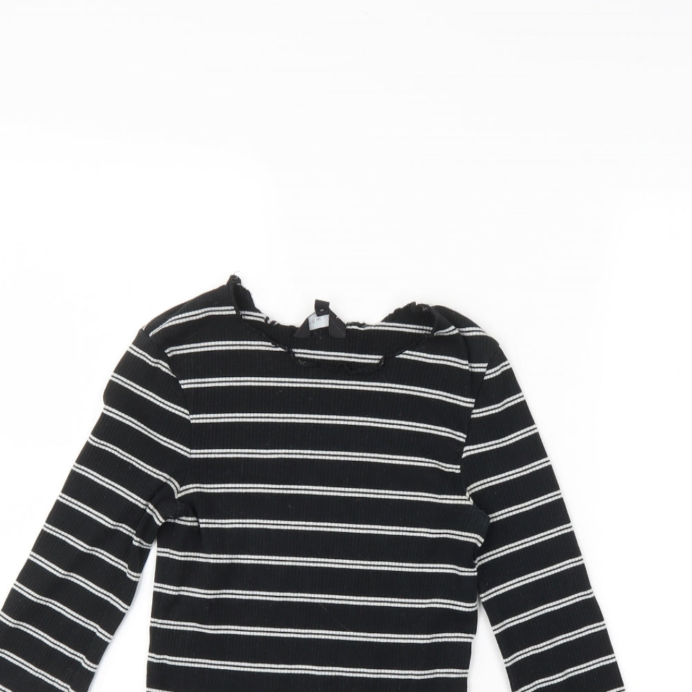 New Look Womens Black Striped  Pullover Jumper Size 8